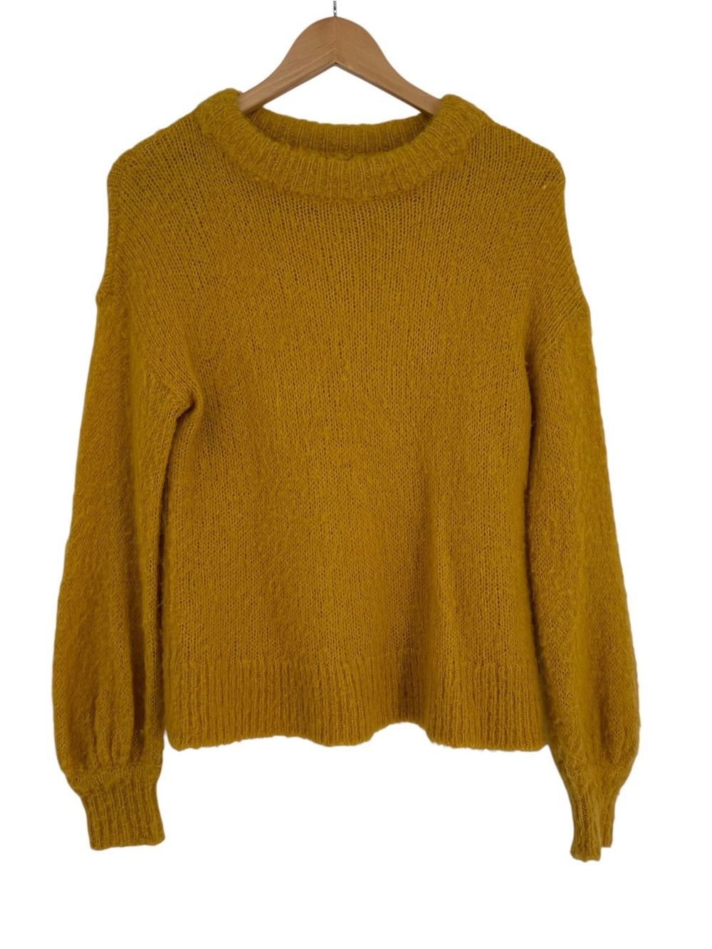 Kate Spade Mock neck Sweater Size Small Mustard Fuzzy Pullover Long Sleeve
